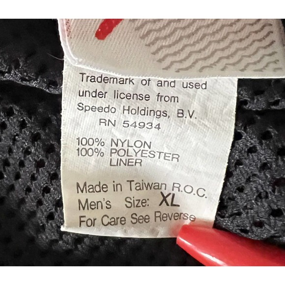 Vintage Speedo SPELLOUT Swim Trunks Mens Size XL Black Blue Pockets Drawstring - Picture 4 of 11